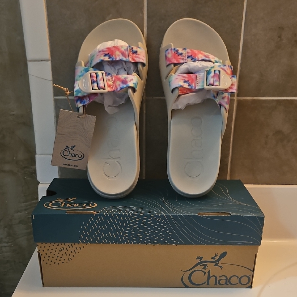 Brand New In Box!!! Womens Size 9 Chaco Tie Dye Slide Sandals